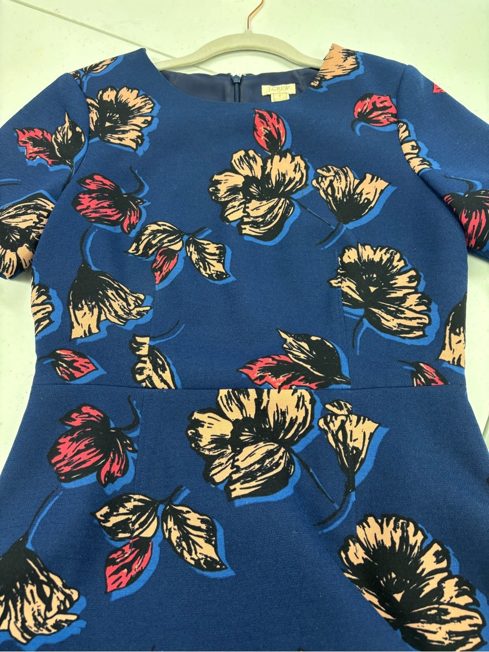 J CREW DRESS BUSINESS OFFICE WOMEN 2  BLUE FLORAL